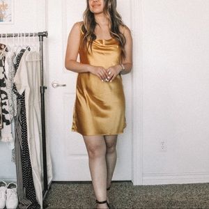 Yellow silk dress